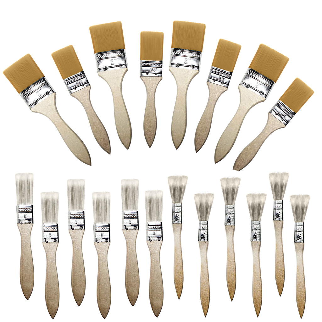 Kurtzy 20 Pcs Paint Brush (Wooden) - Brush Set of 2",1 1/2",1"&1/2" Sizes -Varnish Brush - Gloss Paint Brush -Professional Paint Brushes- suitable for Oil Painting, Acrylic Painting, Wall Painting