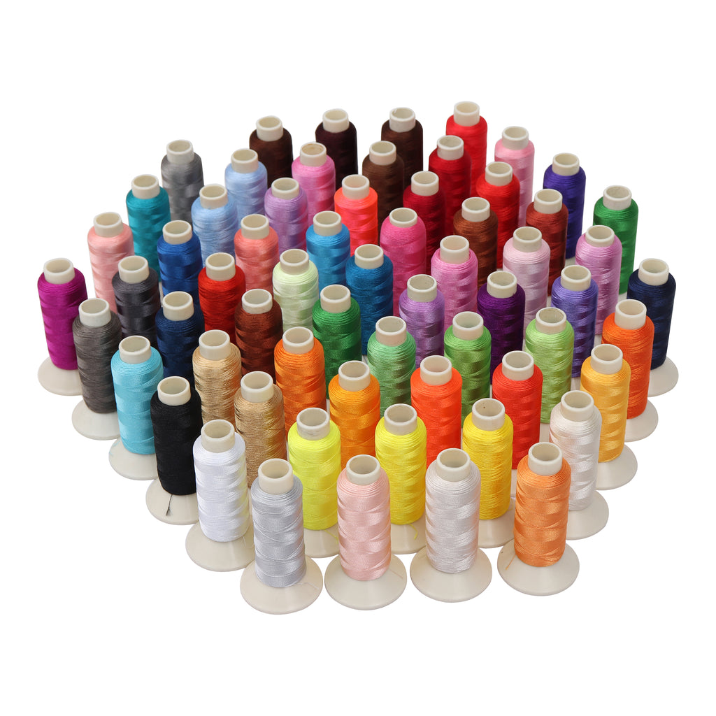 CURTZY  Sewing Thread Set - 63 Pcs Overlocking  Polyester Machine Embroidery Thread (200 Yards )- Ideal  for all sort of Embroidery  works and Brother / Babylock / Janome / Singer / Kenmore Sewing machines