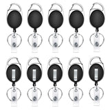 Pack of 10, Retractable Fob Holders, Carabiner Badge Reel, Recoil Pull Keyring, YoYo Keychain holder Stud strap with Spring Clip for ID card, Belt, Suitcase, Luggage Travel tags, Heavy Duty