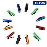 Kurtzy 12 Pack Mini torch Flashlight, Pocket-Sized LED Torch with 12 AA batteries - Red, Blue, Green, Black and Yellow - Bulk Set of Torches - Cool White Light