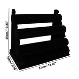 Bracelet Holder - 3 Tier Size 31x18x26cm (LxBxH) Velvet Jewellery Display Rack Organiser with Removable Bars - Jewelry Storage Stand For Your Bangles, Bracelets and Watches (Black)
