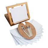 Kurtzy 26pcs Artist Workstation Easel - Mini Tabletop Wooden Easel with 12 Painting Brush, 1 Painting Palette and 12 Canvas Panel - Complete Artist Set for Beginners and Professionals