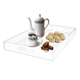 Acrylic Serving Tray - Crystal Clear Plastic Tea Platter(50x30x5cm) with Handles for Serving Tea, Coffee, Snacks, Foods, Fruits and Cakes Holds Perfumes, Cosmetics and Makeup Kit.