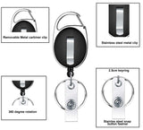 Pack of 10, Retractable Fob Holders, Carabiner Badge Reel, Recoil Pull Keyring, YoYo Keychain holder Stud strap with Spring Clip for ID card, Belt, Suitcase, Luggage Travel tags, Heavy Duty