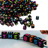 Kurtzy 800pcs Assorted Alphabet Letter Beads Set in Storage Box - Acrylic, Black, White"A-Z" Cube Beads for Bracelet, Necklace, Key Chains and Kids Jewellery Making(5 mm)