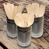 150 Pcs Disposable Wooden Cutlery Sets - Forks (50), Spoons (50) and Knives (50) - Alternative for Plastic ? Eco friendly Cutlery- Travel tableware for Parties, Weddings & Dinner Events, Picnics, Schools