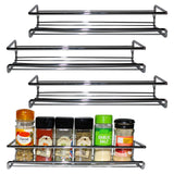 Belle Vous 4 Pack Chrome  Wall Mount Spice Rack Organizer for Cabinet - Single Tier Hanging Organizers for Pantry - Seasoning Organizer - Pantry Door Organizer - Spice Storage Brand