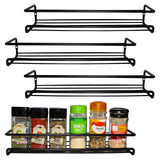 Belle Vous 4 Pack Black  Wall Mount Spice Rack Organizer for Cabinet - Single Tier Hanging Organizers for Pantry - Seasoning Organizer - Pantry Door Organizer - Spice Storage Brand