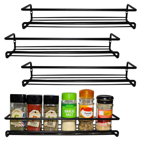 Belle Vous 4 Pack Black  Wall Mount Spice Rack Organizer for Cabinet - Single Tier Hanging Organizers for Pantry - Seasoning Organizer - Pantry Door Organizer - Spice Storage Brand