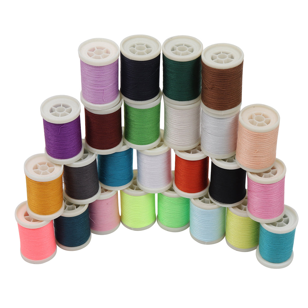 Curtzy 25 Pcs Polyester Thread - Overlock Thread Set for  Knitting, Sewing, Cross Stitch, Embroidery, Hand knitting, Weaving -   Assorted Color Sewing Machine Threads Best for Arts and Crafts