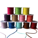 12 Pack of Suede Fabric Edge Trim Cord Ribbon by Curtzy - Assortment of Colours - 3m Rolls - 3mm Thickness - Soft Design with Bright Pigment- Embroidery Ribbons - Applique Craft Set