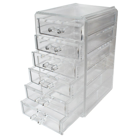 Kurtzy 6 Tier Clear Acrylic Makeup Organiser - Jewellery Organizer with 6 Removable Drawers - Makeup Display Box for Cosmetic Storage & more