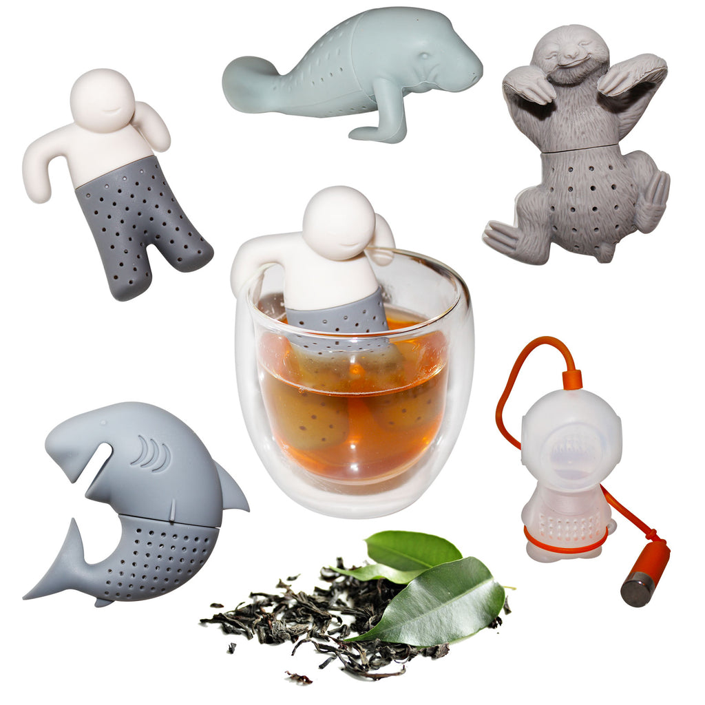 Kurtzy 5 pcs Silicone Tea Infuser - Reusable Tea Strainer - Loose Leaf Tea Infuser - Tea Filter - Sloth Tea Infuser - Manatee Diffuser - Heat Resistant, Microwave & Dishwasher Safe