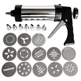 Kurtzy 22 Piece Stainless Steel Cookie / Biscuit Press and Icing Gun Set by - Large Cake Decorating Machine Ultra Set with Icing Sugar Piping Tips - Pro Kit Round Shaped Discs Cutters