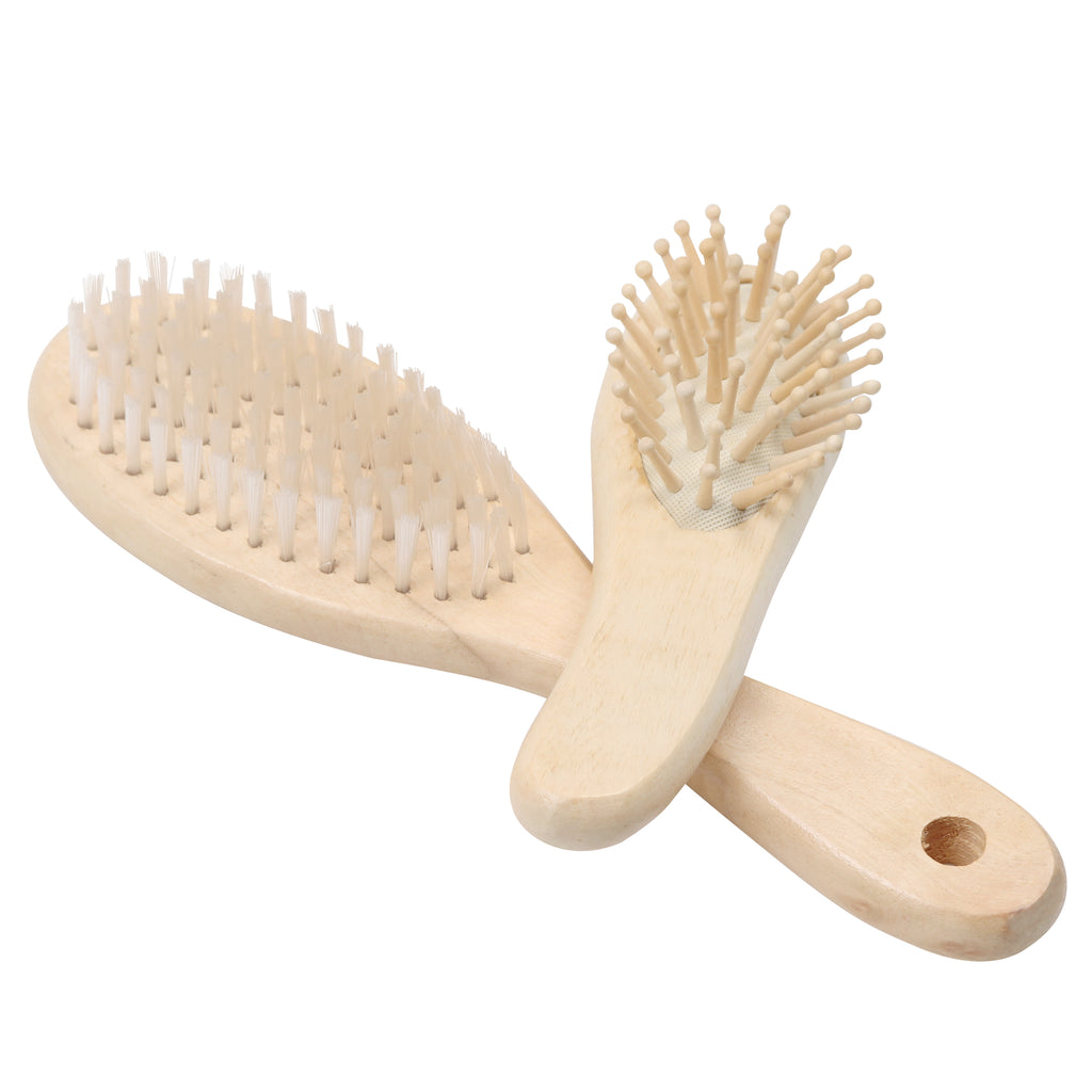 Kurtzy Baby Brush and Baby Comb - 2 Pcs Wooden Baby Brush Set with Soft Bristles for Gently Brushing Baby's Hair, Massaging Tender Scalp and Cradle Cap - Toddler Comb Set with Natural Wood Handles
