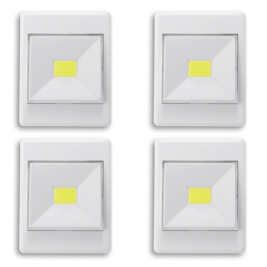 Kurtzy 4 Pack of Led Light Switch - Wireless Battery Operated COB Led Light - Cordless Led Light for Hallways, Bedrooms, Night Reading - Smart Bright Led Switch - Mini Portable Light Switches