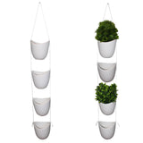 Kurtzy 4 pcs Wall Hanging Planter - Air Plant Holder with White Rope - Indoor & Outdoor Ceramic Planter - Flower Pot Vase - White Plant Pot for Succulent Plants, Mini Cactus, Faux Plants and more