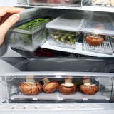 Kurtzy 3 Pack Acrylic Fridge Storage Organiser - Plastic Crisper Box - Stackable Refrigerator Trays ? Food Storage Container - Kitchen Organiser Bins for Meat, Small Condiments, Vegetable & more