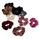 Kurtzy 12 pcs Scrunchies - Colourful Velvet Hair Scrunchie - Thick Hair Bobble Bands - Elastic Hair Band for Women -  Hair Scrunchy Ties in Browns, Grey, Blues, Beige, Dusky Pink, Rose Red and Black