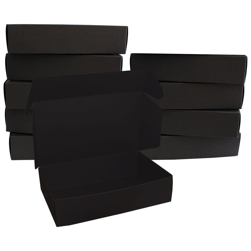 Kurtzy 19 x 11 x 4.5 cm Cardboard Gift Boxes Pack of 10 - Flat Pack Black Presentation Boxes Suitable for Party, Wedding ? Storage box for Cakes, Cookies and Jewelry