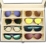 Kurtzy Lockable Sunglasses Display Organiser Box - 1 Tier and 8 Compartments for 8 Glasses with Lock - 8 Slots for Sunglasses, Eyeglasses and Spectacles - Black Sunglasses Case