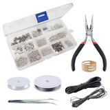 Kurtzy Jewelry Making Kit - Jewelry Findings Starter Kit - Jewellery Beading and Repair Tools Supplies Includes Plier, Tweezers, Brass Ring, Silver Findings, Wire for Making Bracelet, Earrings & More
