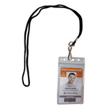 50 Piece Black Neck Strap Lanyard Set with Plastic ID Wallet