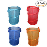 Belle Vous 4 pcs Laundry Baskets - Mesh Laundry Bag - Collapsible Laundry Bin with carry handle - Foldable Laundry Hamper - Pop Up Laundry Basket in four Colors - Washing Basket - Laundry Storage
