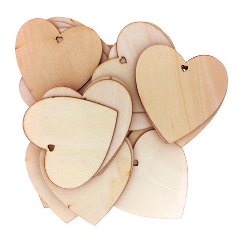 25 Pack of Wooden Heart Decorations