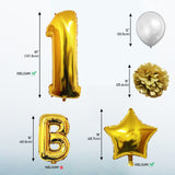 Happy Birthday Balloon Set: Gold & Silver