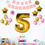 Happy Birthday Banner Set: Gold, White & Pink