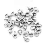 120pc 10mm Silver Plated Lobster Jewellery Clasps by Kurtzy - 2mm Eye Dimeter - Metal Closures for Jewellery Making, Keyrings, Pendants, Necklaces, Bracelets and more - Closed Clasps - Non Swivel